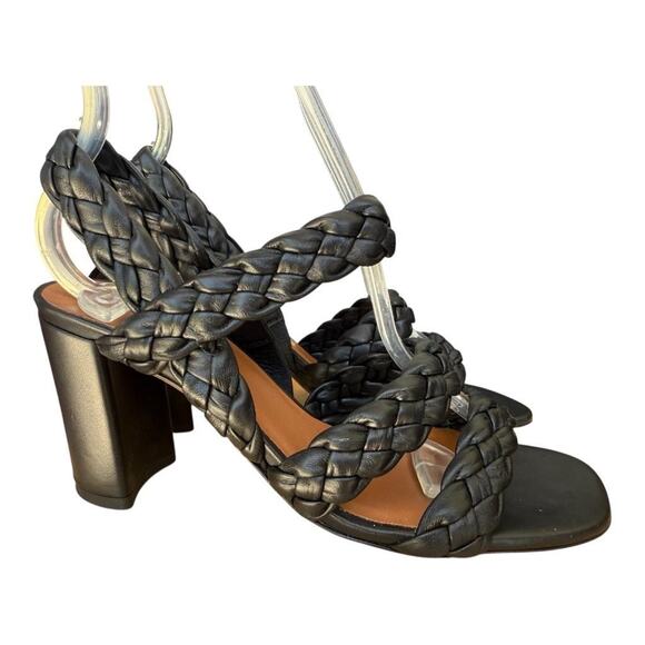 Me + Em Braided Leather Slingback Sandal Heel Women size 37 US 7 - Picture 1 of 7